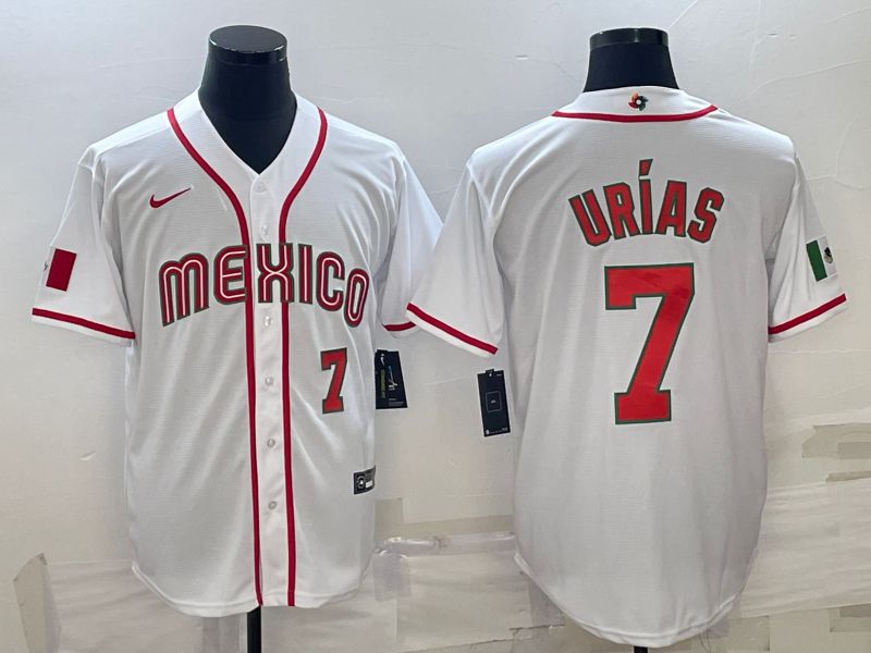 Men 2023 World Cub Mexico #7 Urias White Nike MLB Jersey25